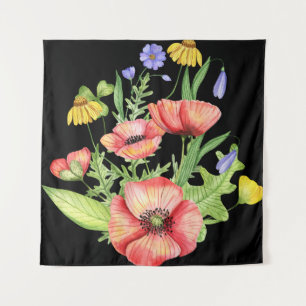 Tenture Bouquet de fleurs sauvages botaniques Art aquarell