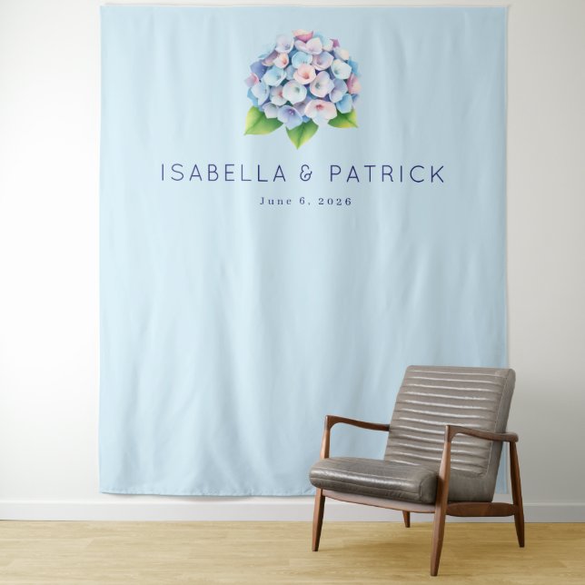 Tenture Bouquet floral bleu serein (En situation)