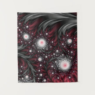 Tenture Bourgogne et Gris Fractales Hypnotisant Trippy