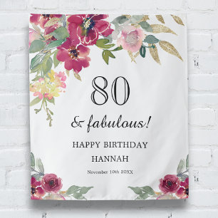Tenture Bourgogne rose Floral 80e anniversaire