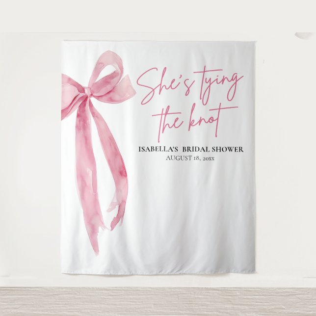 Tenture Bow She's Tying the Knot Fête des mariées Backdrop (Devant)