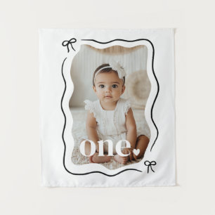 Tenture Bow Wavy Border Photo 1er anniversaire