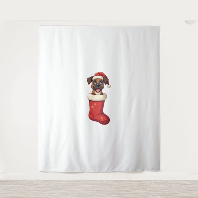 Tenture Boxer Christmas Stocking chien (Devant)