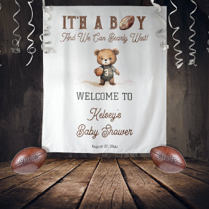 Tenture Boy Bearly Wait Baby shower de football américain
