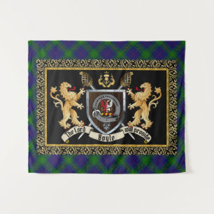 Tenture Boyle Clan Badge & Motto avec Lions