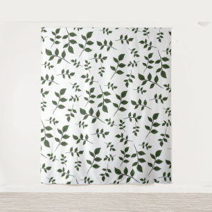 Tenture Branches de feuillage avec Feuilles verts en blanc