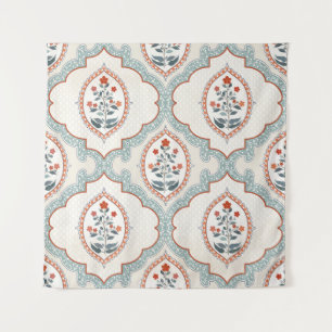 Tenture Branches de fleurs vintages, textile indien.