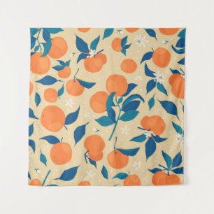 Tenture Branches Oranges : Motif Arrière - plan beige