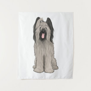 Tenture Briard mignon chien de dessin