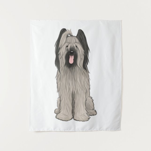 Tenture Briard mignon chien de dessin (Devant)