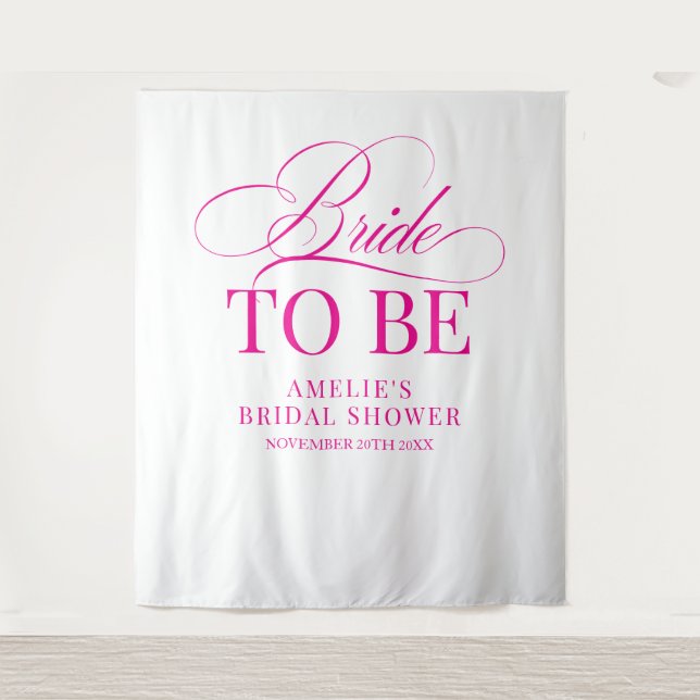 Tenture Bridal shower Bride to Be backdrop pink (Devant)