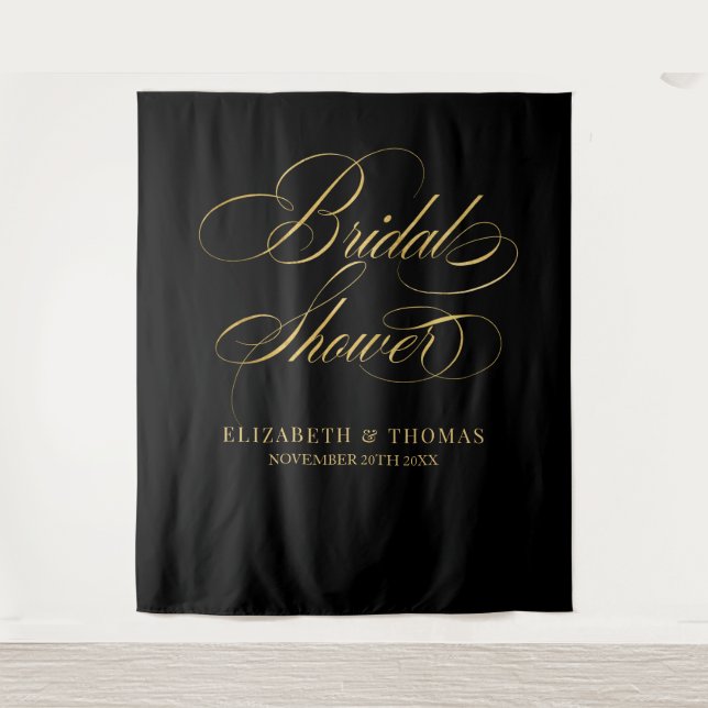 Tenture Bridal shower elegant black and gold backdrop (Devant)