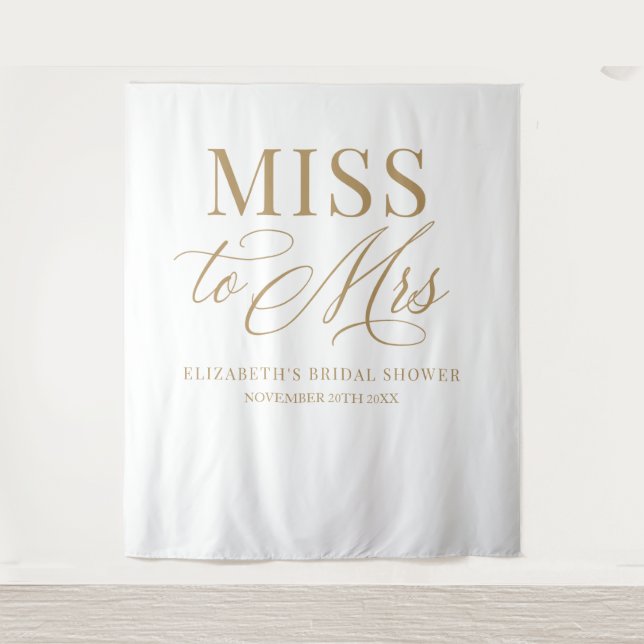 Tenture Bridal shower elegant Miss to Mrs backdrop (Devant)