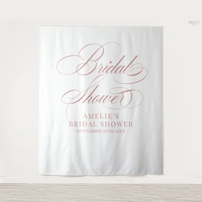 Tenture Bridal shower elegant modern pink backdrop (Devant)