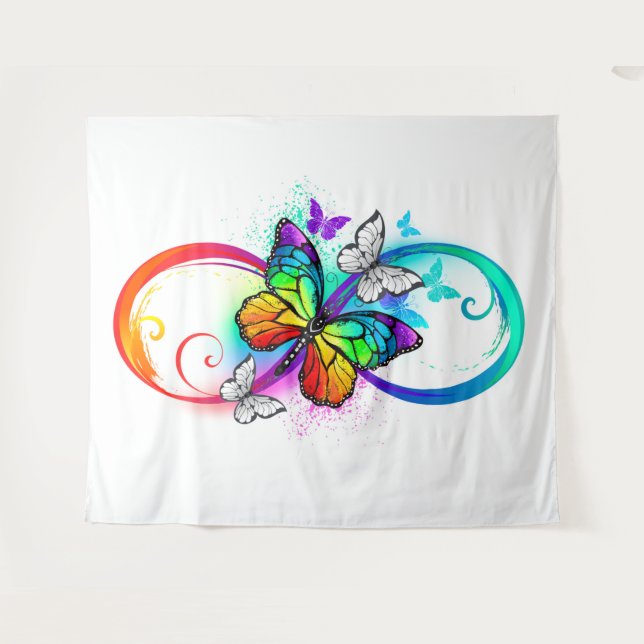 Tenture Bright infinity with rainbow butterfly (Devant (Horizontal))