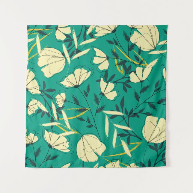 Tenture Bright tropical seamless pattern with leaves and p (Devant)