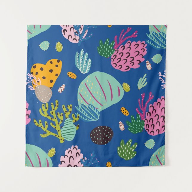 Tenture Bright underwater seamless pattern with beautiful  (Devant)