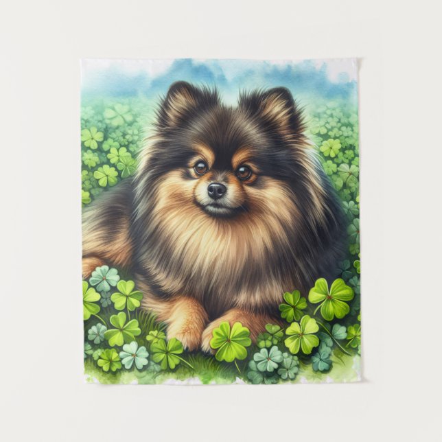 Tenture Brindle Pomeranian Shamrock (Devant)
