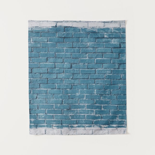 Tenture Briques de béton gris peintes en bleu (Devant)