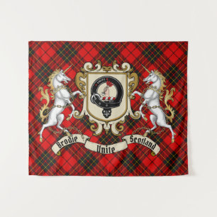 Tenture Brodie Clan Badge & Unicorns avec Tartan
