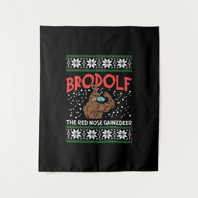 Tenture Brodolf In mask Muscle Workout Gym Ugly Xmas (Devant)