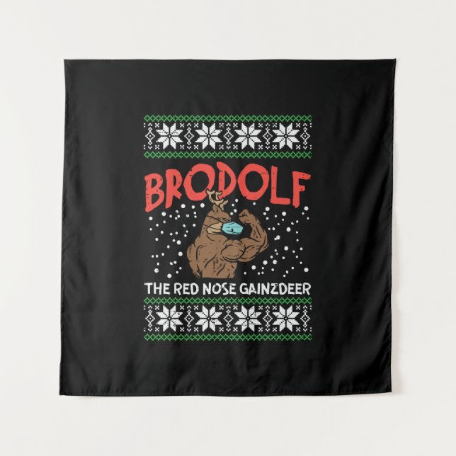 Tenture Brodolf In mask Muscle Workout Gym Ugly Xmas (Devant)