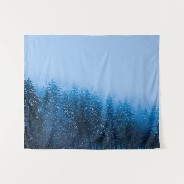 Tenture Brouillard sur la forêt couverte de neige au lac B (Devant (Horizontal))