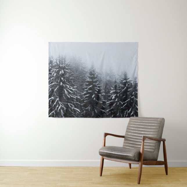 Tenture Brouillard sur la forêt d'épinette couverte de nei (En situation (horizontale))