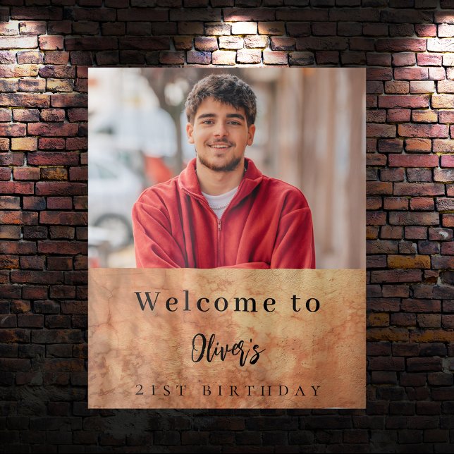 Tenture Brown mur en terre cuite photo anniversaire bienve (Créateur téléchargé)