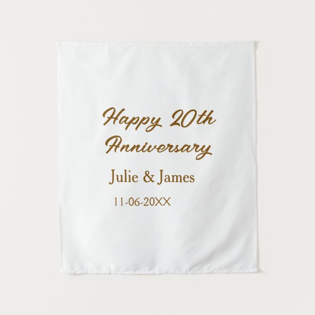 Tenture Brun doré joyeux 20e anniversaire nom datsimple (Devant)