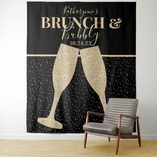 Tenture Brunch Bubbly Parties scintillant d'or Champagne f (En situation)