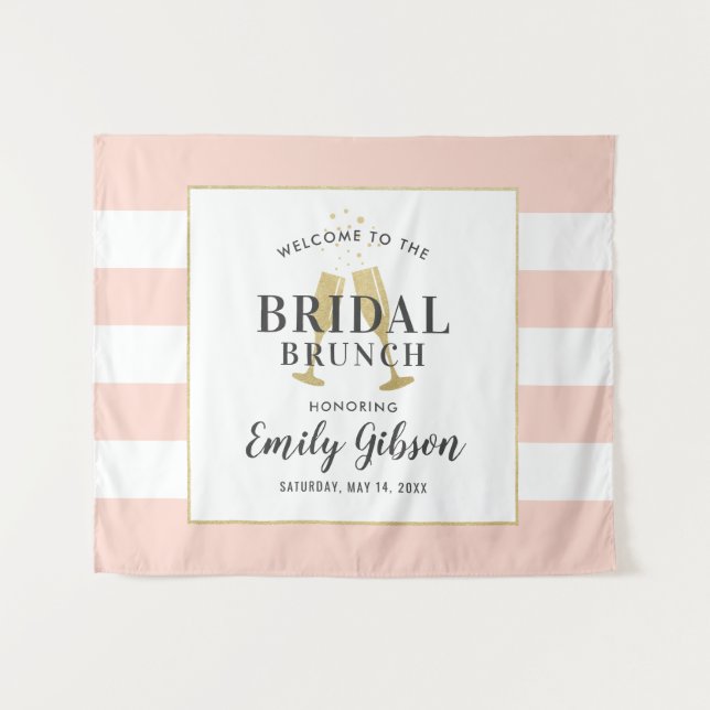 Tenture Brunch nuptial Blush Pink Champagne Toast Bienvenu (Devant (Horizontal))