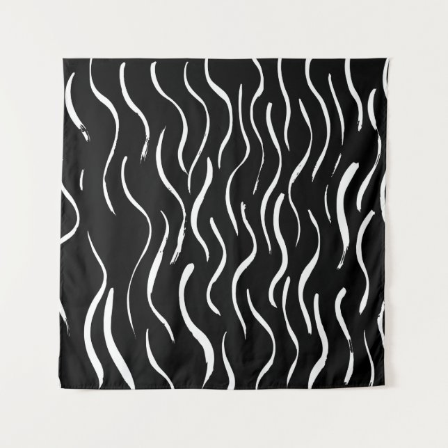 Tenture Brush grunge pattern. White and black.abstract,art (Devant)