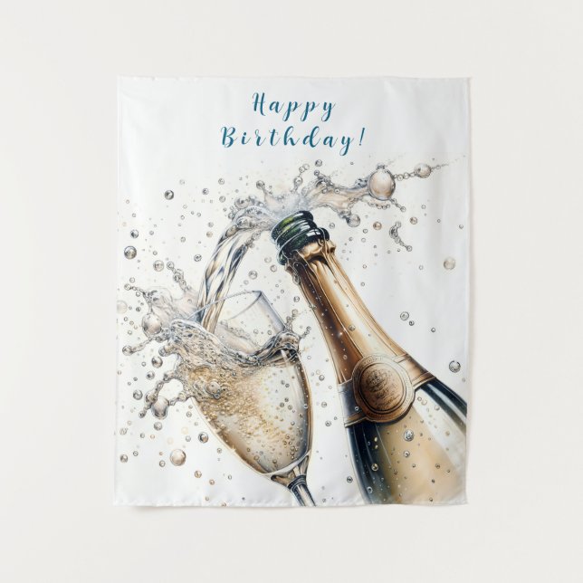 Tenture Bubbly champagne Joyeux anniversaire (Devant)