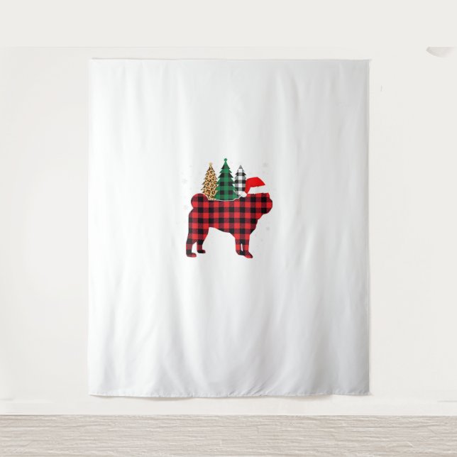 Tenture Buffalo Plaid Carlin chien arbre Empreinte de léop (Devant)