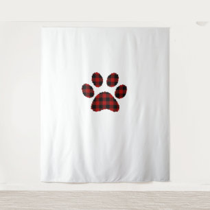 Tenture Buffalo Plaid Chien Empreinte de patte ou Amoureux