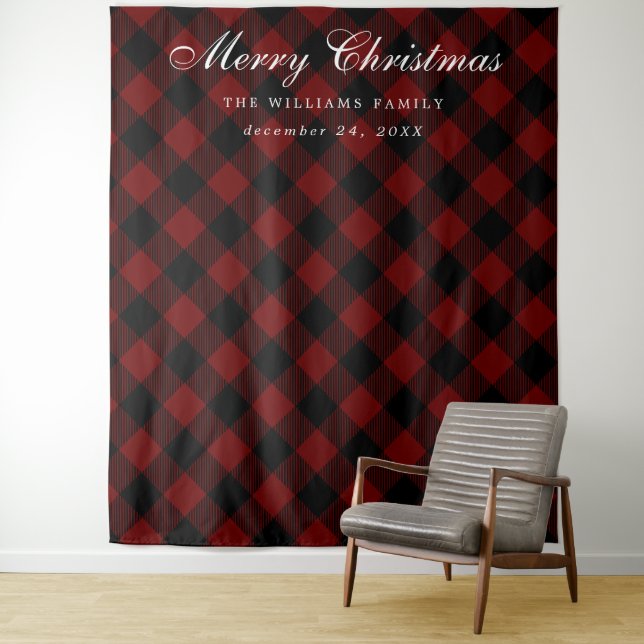 Tenture Buffalo Plaid Christmas Photo Boot Arrière-plan (En situation)