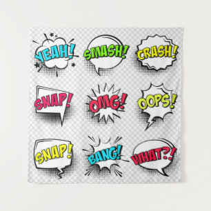 Tenture Bulles de discours comiques avec ombre et texte mi