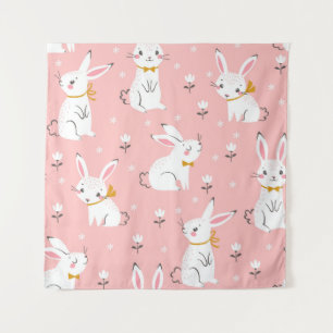 Tenture Bunnies blancs : Cute Floral sans joint