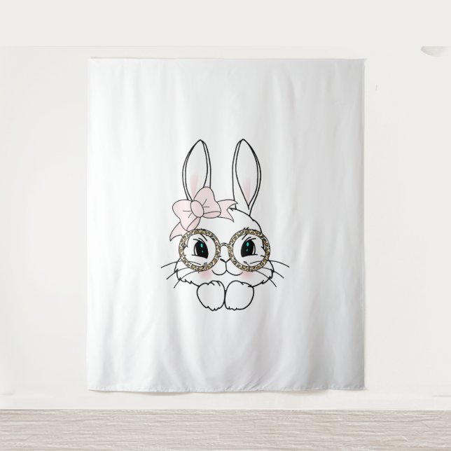 Tenture Bunny Visage Pâques Posters de animaux lunettes Pr (Devant)