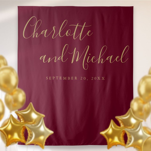 Tenture Burgundy et Gold Mariage Photo Booth Backdrop (Burgundy and Gold Wedding Photo Booth Backdrop)