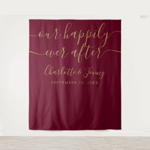 Tenture Burgundy et Gold Mariage photo fond
