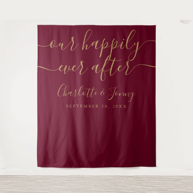 Tenture Burgundy et Gold Mariage photo fond (Devant)