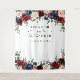 Tenture Burgundy Navy Blue Blush Mariage Photo fond