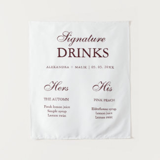 Tenture Burgundy Signature Drink wedding sign