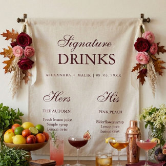 Tenture Burgundy Signature Drink wedding sign