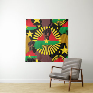 Tenture Burkina Faso Carte, drapeau et première révolution