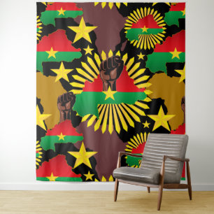 Tenture Burkina Faso Carte, drapeau et première révolution