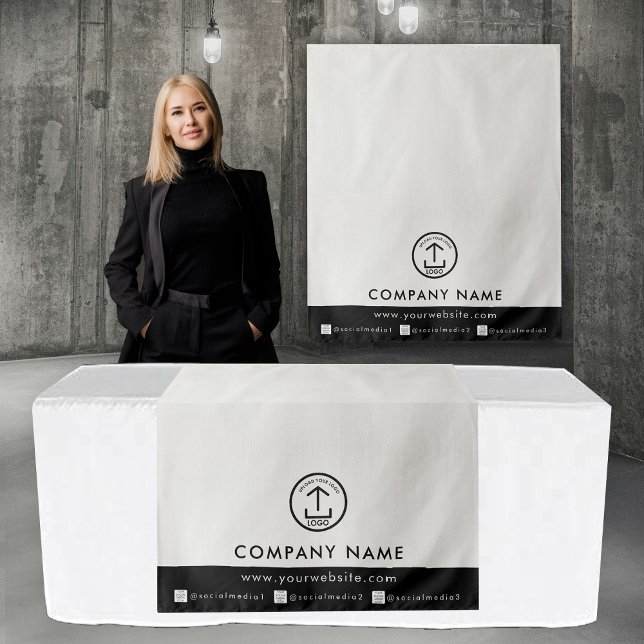 Tenture Business Table Runner Banner Linen Logo Social  (Business Table Runner Banner Linen Logo Social Tapestry)