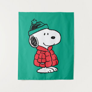 Tenture cacahuètes Snoopy Chat d'hiver et Casquette